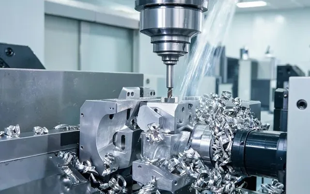 Usinage d'une pièce en titane grade 5 sur centre CNC 5 axes dans un atelier genevois